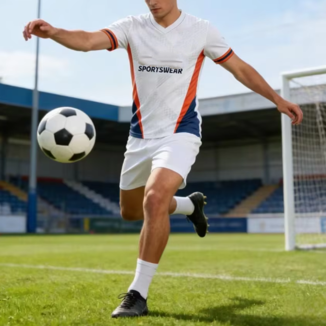 Short Sleeve Quick Dry Polyester Soccer Jersey