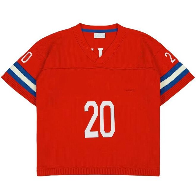 Pullover Short Sleeve Football V Neck Knitwear Jerseys