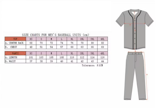 Breathable Plus Size Baseball Uniform Jerseys for Men