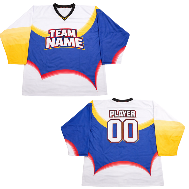 Ice Hockey Jersey Blue Yellow Red Teamname Hockey Uniform