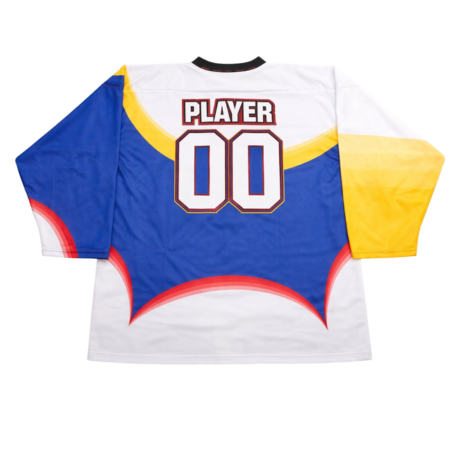 Ice Hockey Jersey Blue Yellow Red Teamname Hockey Uniform
